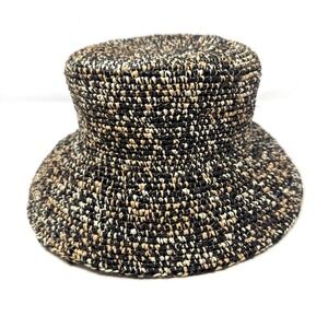 Sensi Studio Neiman Marcus Woven Bucket Hat Size M Black Natural Straw